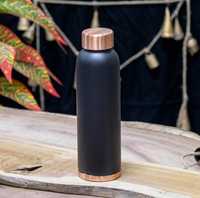 Copper Luxe 500ml Siyah Mat Kaplama Su Şişesi Vidalı Kapak BPA İçermez 24-36 Saat Sıcaklık Koruma Sızdırmaz Dış Mekan Kullanımı Hediye Kutusu