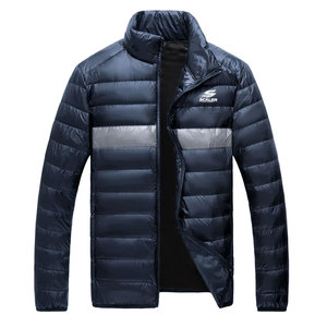 Stylish Men <b>Puffer</b> Winter <b>Jacket</b> with Stand Collar Front Logo Breathable Relaxed Fit for Everyday Wear <b>Light</b> Outdoor Activities - Product Image 1