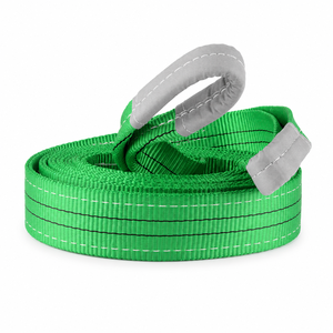 Élingues spécialisées en polyester vert de 2 tonnes avec des sangles durables et à haute résistance pour le levage lourd dans les opérations industrielles - Product Image 2