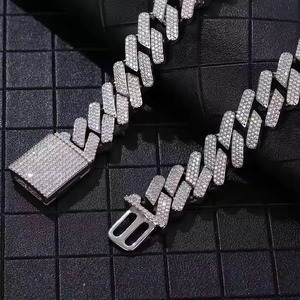 Cadena Cubana de Lujo para Hombre, Alta Demanda, Oro Blanco, Diamantes Moissanite de Corte Redondo, Joyería Hip Hop - Product Image 2