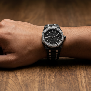 Reloj de Lujo con Incrustaciones de Moissanita Negra, Estilo Diamante, Acero Inoxidable, Resistente al Agua, Estilo Hip Hop, Fabricante y Proveedor - Product Image 6