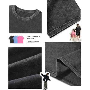 2025, paquete de 3 camisetas lavadas con ácido de gran tamaño para hombre, camisetas de verano básicas Vintage de peso pesado Unisex azul/gris/negro para comodidad Colo - Product Image 2