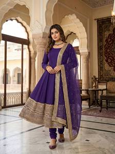 Indian Pakistani Ethnic Wear Wholesale Designer Kurti Set Bridal Lehenga Anarkali Gown Supplier Modern Party Roman <b>Silk</b> - Product Image 2