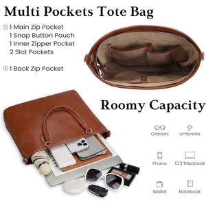 Sac à main en cuir véritable pour femme, sac à bandoulière en cuir souple avec fermeture éclair - Product Image 2