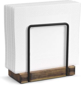 Napkin Holder for <b>Table</b> Iron Standing Napkin Dispenser for <b>Dining</b> <b>Table</b> Farmhouse <b>Rustic</b> <b>Wood</b> Holders Room Decor Black & Brown - Product Image 3