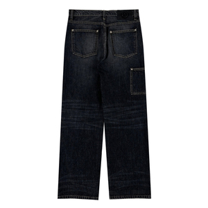 New Fashionable Loose Straight Washed Baggy <b>Men</b> <b>Jeans</b> Pants Casual Customized Denim Distressed 100% Cotton Spring - Product Image 2