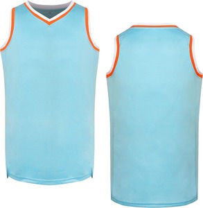 <b>Light</b> Blue V-<b>Neck</b> Basketball Jersey Sleeveless Mesh Breathable Regular Fit Unisex Adult Sport Apparel - Product Image 1