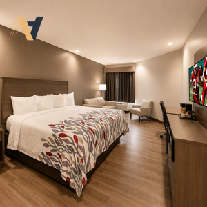 Muebles para Habitaciones de Hotel Red Roof Inn Directamente de Fábrica, Fabricados con MDF de Grado Comercial, Decorativos con HPL, Proveedor de Muebles OEM de Vietnam - Product Image 1