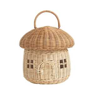 Cesta de mimbre con forma de hongo para niños, muebles infantiles, cesta decorativa de mimbre tejida con forma de hongo para habitación infantil, organizador de juguetes para bebés, regalo. - Product Image 1