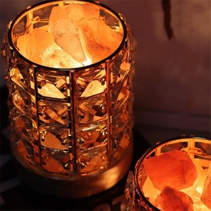Lámpara de Sal del Himalaya Natural de Cristal, Luz Nocturna LED USB Refinada, Luz Cálida de Mesa para Dormitorio, Decoración Navideña - Product Image 1