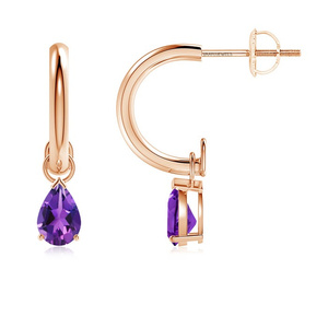 Pendientes de Aro Vaayu Jewels de Oro 10K 14K 18K y Plata 925 935 con Amatista, Corte Pera, Estilo Vintage, para Uso Diario, Chapados en Oro para Mujer - Product Image 3