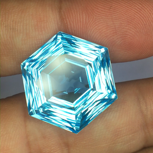 Topacio azul natural, corte hexagonal elegante, calidad AAA con brillo AAA, perfecto para pulir, a precio económico. - Product Image 6