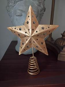 Décoration de sommet de sapin de Noël en métal Golden Star, style traditionnel, durable pour l'extérieur, décoration de sapin de pin - Product Image 5