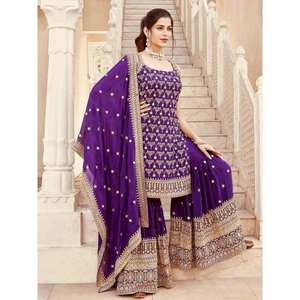 Ensemble de costumes pour femmes de designer pour les fêtes avec fil et séquence pour un look élégant - Product Image 3