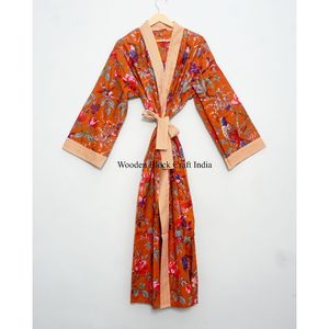 Bata Kimono de Algodón con Estampado Floral para Mujer, Cómoda para Dormir, Descansar y Vivir Relajadamente en Casa - Product Image 1
