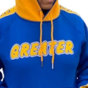 Sweat-shirt à capuche Sigma Gamma Rho Greater Tapered Hoodie SGRho bleu or, vêtements grecs de qualité supérieure, unisexe, pour sororité - Product Image 2