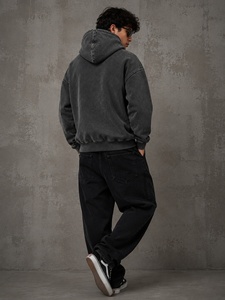 Custom Vintage Oversized Washed Gray Zip Hoodie Distressed Patchwork Graphics Streetwear Sweatshirt <b>Paint</b> Splatter Casual Unisex - Product Image 6
