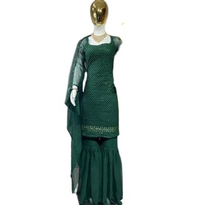 Traje Salwar Kameez de Georgette Étnico Indio para Mujer, Listo para Usar, con Bordado y Dupatta, para Fiestas y Festivales, Personalizable para Adultos - Product Image 1