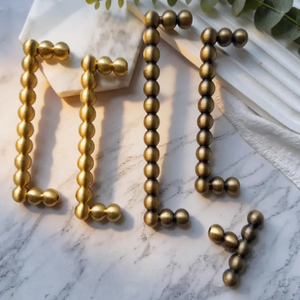 Antique Brass Solid Cabinet Pull Ball Drawer Pulls <b>Beaded</b> Ornate Dresser Handle Kitchen Drawer Pull Unique Wardrobe <b>Door</b> Pull - Product Image 2