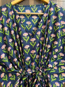 Women 100% Cotton Straight Daily Floral Maxi <b>Kaftan</b> Dress Batwing Sleeves Eco-Friendly <b>Beach</b> Cover Boho Resort Wear Kimono - Product Image 5