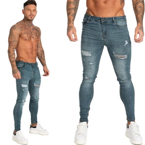 Jean baggy droit pour homme 100 % coton, imprimé vintage, en denim respirant, coupe mi-skinny, avec logo personnalisé, tricoté mi-hauteur, collection automne - Product Image 5