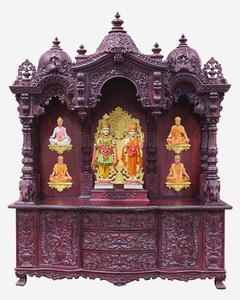 Temple de prière en teck massif fait main au design traditionnel pour la maison, idéal pour la Pooja (Royaume-Uni) - Product Image 3