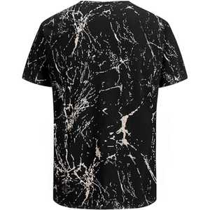 Camiseta de Manga Corta para Hombre, Estampado de Mármol Negro, Corte Regular, Cuello Redondo, Estampado Digital, Tejido Transpirable de Poliéster - Product Image 5