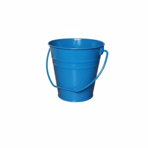 Seau en métal blanc avec poignée, style rustique, jardinière décorative pour fleurs et plantes vertes, utilisation en jardin, seaux vintage - Product Image 3