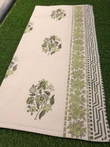 100% Cotton Hand Block Print Cotton Waffle <b>Towel</b> <b>Set</b> Blue Daisy Floral Vine Border Jaipuri <b>Bath</b> Hand <b>Towel</b> Stripe Bulk OEM Whole - Product Image 4