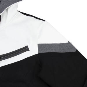 Sweat-shirt à capuche pour homme, color-block, noir, blanc, gris, coupe classique, décontracté - Product Image 5