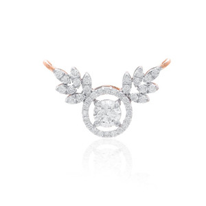 Colgante Mangalsutra Zota Jewel de oro real con diamante cultivado en laboratorio, corte redondo, para uso diario de mujeres, fabricado por comerciante de joyería. - Product Image 4