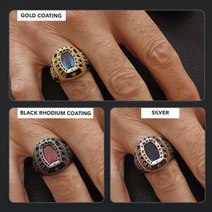 Bague personnalisée BOJ 015, gravée avec votre nom et vos logos sur mesure, faite à la main en argent 925 plaqué or, design unique, prix bas, en solde - Product Image 3