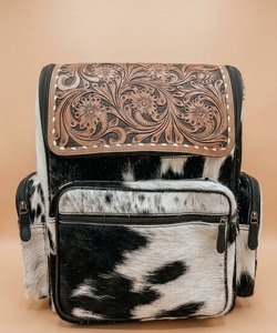 Hand Tooled Leather Diaper <b>Backpack</b> <b>Large</b> Capacity Travel Bag Floral Embossed Multi Functional Motherhood <b>Backpack</b> - Product Image 1