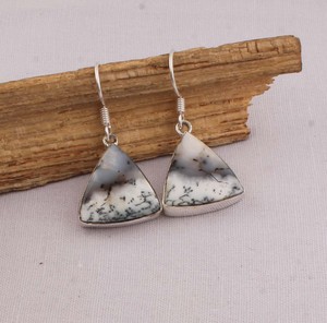 Natural Dendritic <b>Opal</b> <b>Earrings</b> 925 Sterling Silver Handmade Shalin Gemstone Drop <b>Earrings</b> Wholesale Unique Dendrite Jewelry - Product Image 4