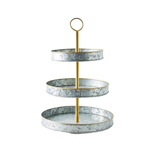 Support à gâteau vintage à 3 niveaux en fer galvanisé, hautement recommandé pour les mariages et les anniversaires, fournitures de fête rondes en fer, taille et forme personnalisées - Product Image 4