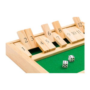 Juego de dados de madera Shut The Box con fichas numeradas y una superficie de juego de fieltro verde para entretenimiento familiar moderno - Product Image 5
