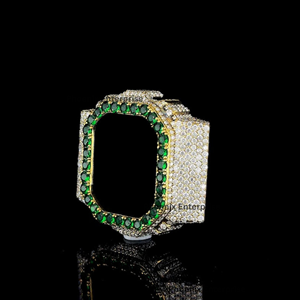 Cubierta de Lujo para Reloj con Incrustaciones de Diamantes Verdes CZ, Bisel de Reloj Hip Hop, Plata 925, Accesorios de Joyería Personalizados para Relojes - Product Image 3