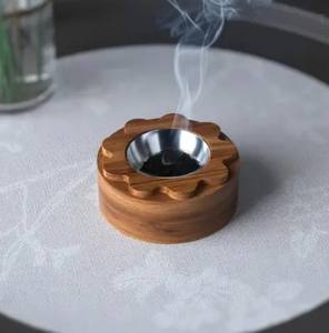 Quemador de incienso minimalista de madera de acacia, hecho a mano, de lujo, elegante, para Ramadán, Eid, festividades, Mabkhara - Product Image 2