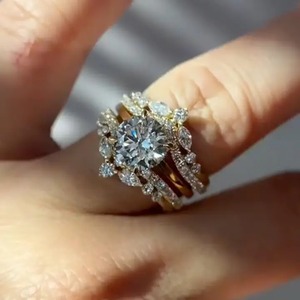 Elegant 925 Moissanite Luxurious 2.0Ct Cut 4 Prong <b>Solitaire</b> Engagement <b>Ring</b> for Women Sterling <b>Silver</b> Yellow Gold Plated - Product Image 2