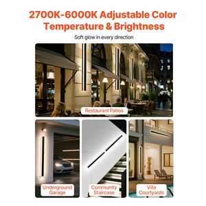 Applique da Esterno Moderne da 120 cm (47.2 pollici) - Confezione da 2, Impermeabili IP65, 2700K/6000K, Alimentazione CA - Product Image 3