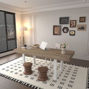 Tavolo da Pranzo in Legno Stile Fattoria Moderno, Estensibile da 6 a 10 Posti, Grande Tavolo da Cucina Espandibile per Comodità - Product Image 2