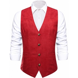 Custom Men's Western Cowboy <b>Fringe</b> Suede Leather Vest Vintage Tassel Biker <b>Waistcoat</b> Snap Button Casual Vest OEM - Product Image 2