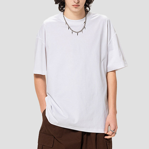 T-shirt tricoté unisexe à manches courtes et épaules tombantes avec logo personnalisé, antibactérien de qualité 7A, couleur unie, 100 % coton, séchage rapide - Product Image 1