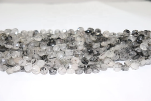 Black Rutile Faceted Heart Shape Beads 8mm Black Rutile Beads Rutile faceted Heart beads - Product Image 2