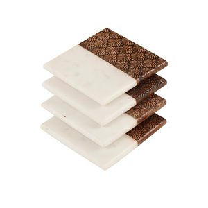 Handmade Luxury Square 10mm Thick Marble Wooden Tea <b>Coffee</b> Coaster - Product Image 3