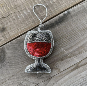 Ornement de sapin de Noël artisanal en acier inoxydable, brodé et perlé, décor de maison saisonnier festif - Product Image 4