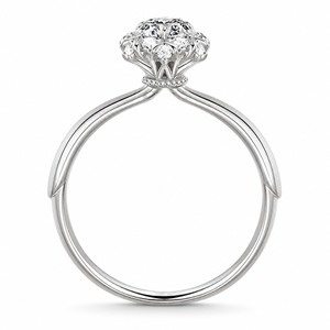 Anillo de compromiso de plata 925 para mujer con diamantes, corte brillante redondo, engaste floral pavé, estilo romántico - Product Image 2