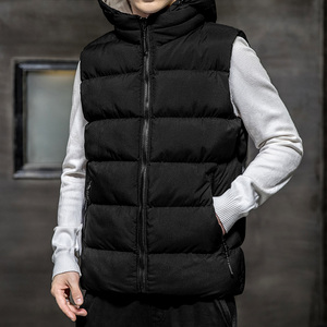 Men's Hooded Canvas Sleeveless Lightweight Puffer Jacket Functional <b>Waterproof</b> Windproof Breathable <b>Warm</b> Outdoor Winter Front - Product Image 3