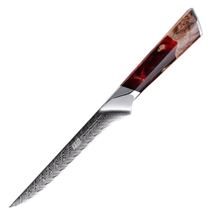 Couteaux à filet en acier Damas avec poignée confortable pour la préparation du poisson, couteau de cuisine en acier soudé à la main avec motif, lame flexible - Product Image 4