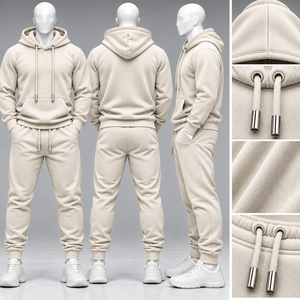 Ensemble de survêtement personnalisé pour hommes, 2 pièces, en molleton premium, comprenant un sweat à capuche et un pantalon de jogging, modèle vierge pour femmes, OEM - Product Image 3
